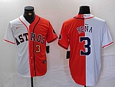 Men's Houston Astros #3 Jeremy Pena Number White Orange Split Stitched Baseball Jersey Dzhi,baseball caps,new era cap wholesale,wholesale hats